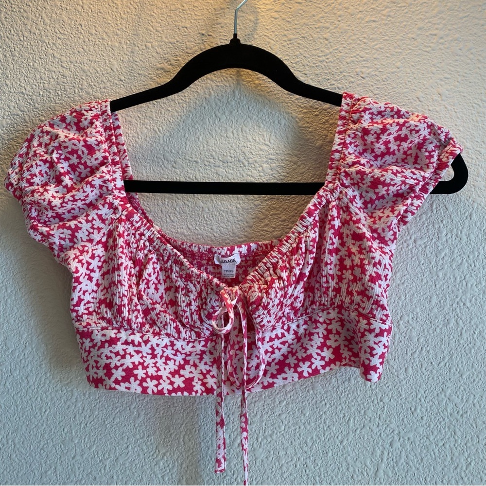 Garage Pink Floral Puff Sleeve Blouse